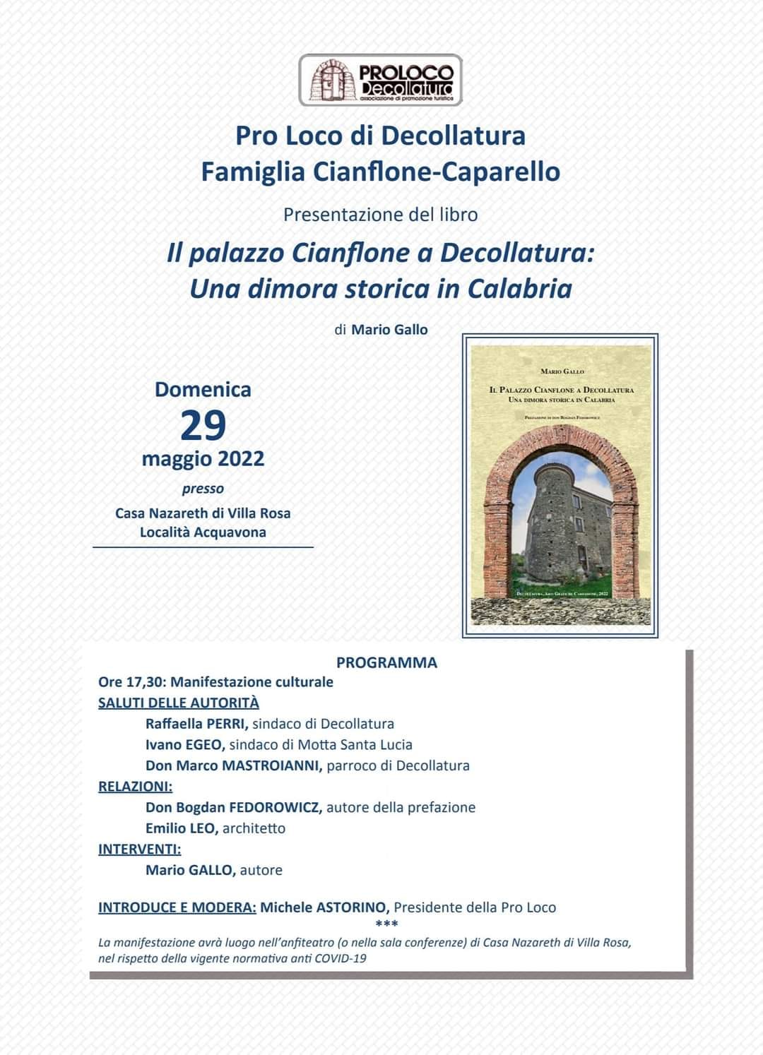 Presentazione del libro Il Palazzo Cianflone a Decollatura: Una dimora storica in Calabria, di Mario Gallo.